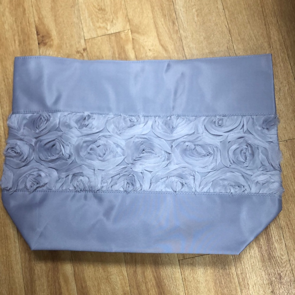 Beautiful purply gray floral tote bag